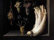 Felipe Ramirez Still Life with Cardoon, Francolin, Grapes and Irises oil painting
